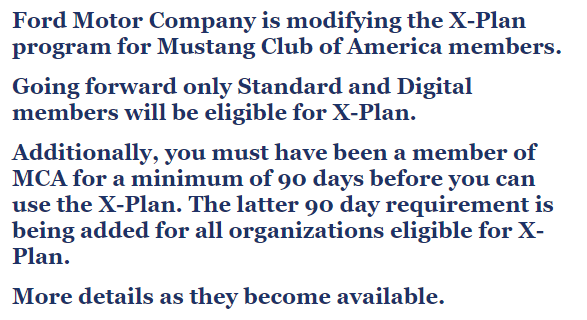 Ford Mustang Mach-E X-plan changes announced for Mustang Club of America (MCA) members 1614695608284