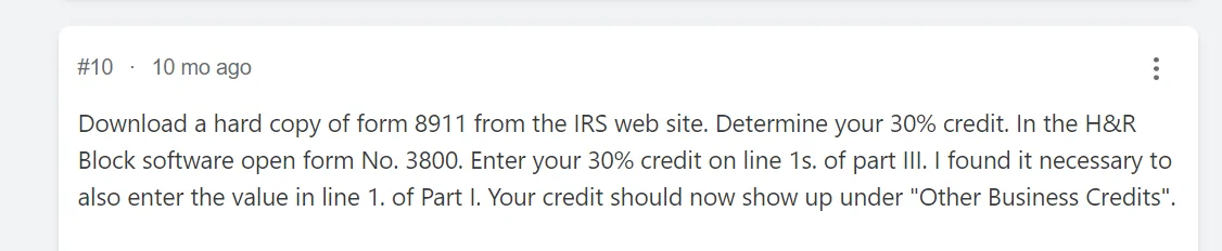 H R Block Software Missing Charger Credit Form 8911 MachEforum 