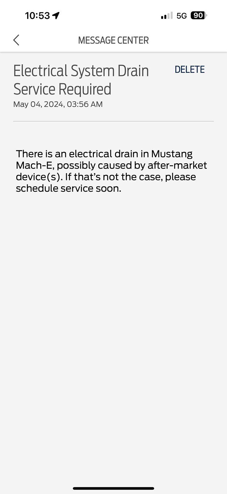 Ford Mustang Mach-E Electrical System Drain Message IMG_1277