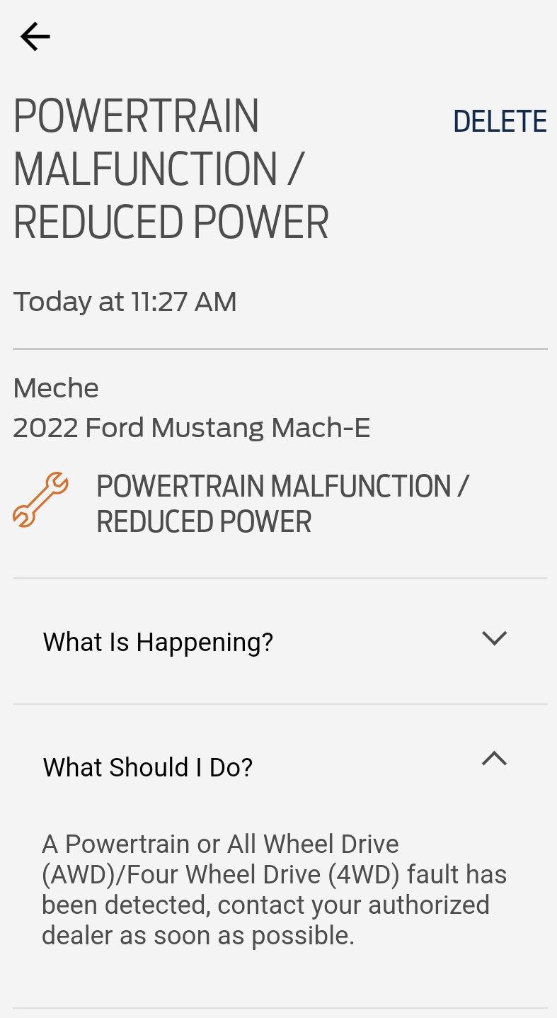 Ford Mustang Mach-E Service Vehicle Soon, Powertrain Malfunction / Reduced Power Screenshot_20221106_140651_FordPass