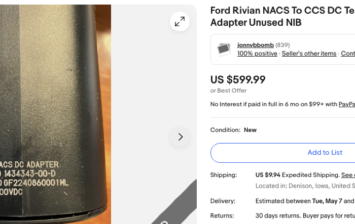 1st Ford NACS Tesla adapter on eBay was sold for $600.  Anyone going to sell theirs ?