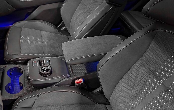 Custom Leather/Alcantara Armrest from BSKT Installed