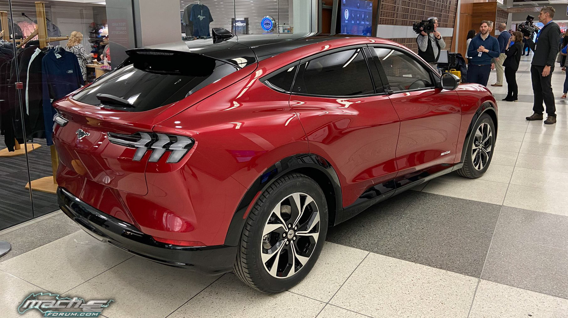 Prototype Mach E In Rapid Red Metallic Showed Up At Work Today Ford Mustang Mach E Forum Macheforum Com