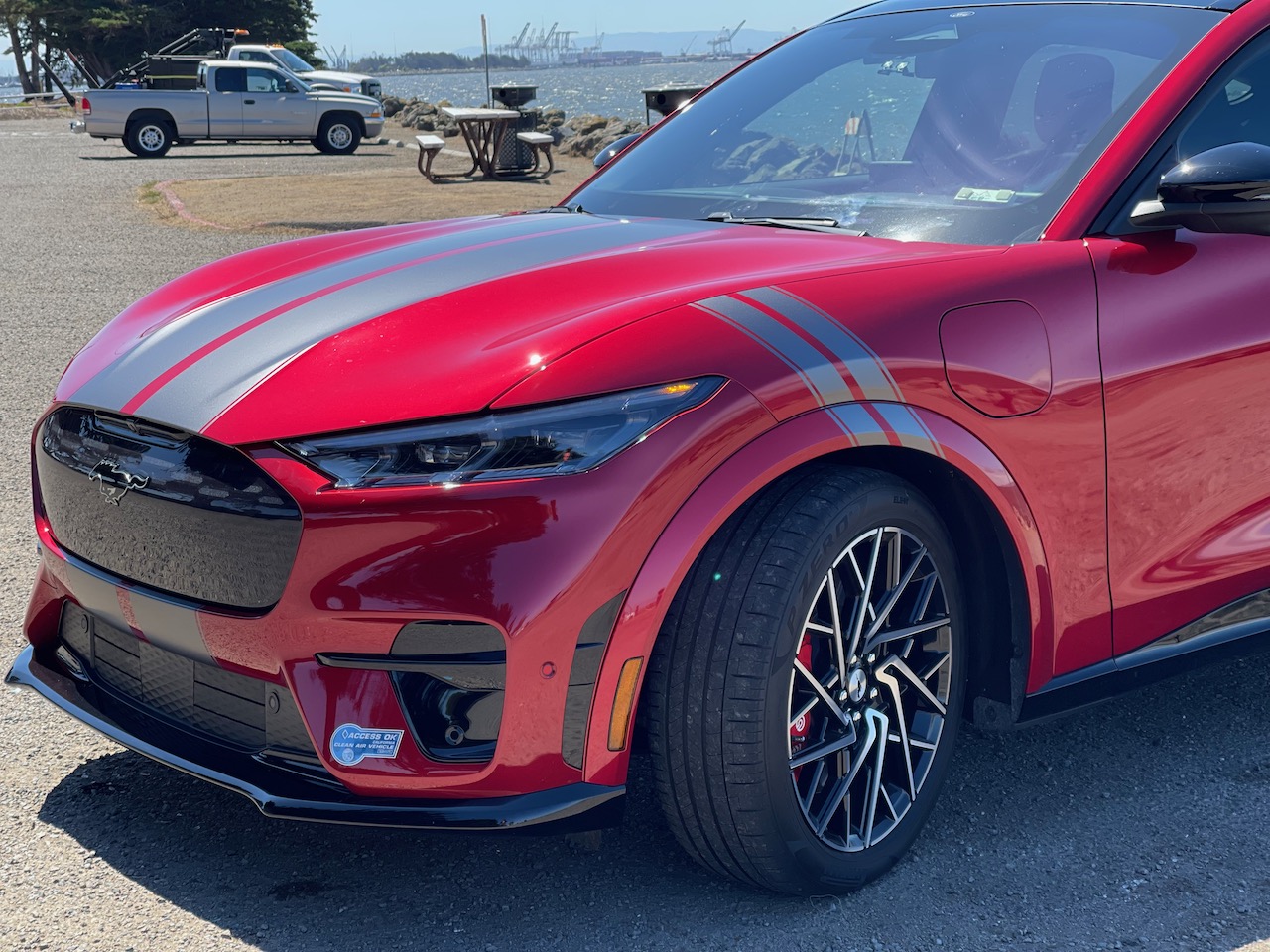 Dark Satin Grey Stripes And AOSK Gloss Black Spoiler On Rapid Red GTPE Dark Satin Grey Stripes And AOSK Gloss Black Spoiler On Rapid Red GTPE